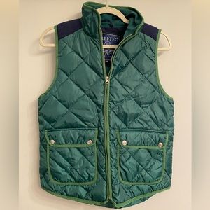 Lauren James Co. puff vest, size medium, green and navy in color